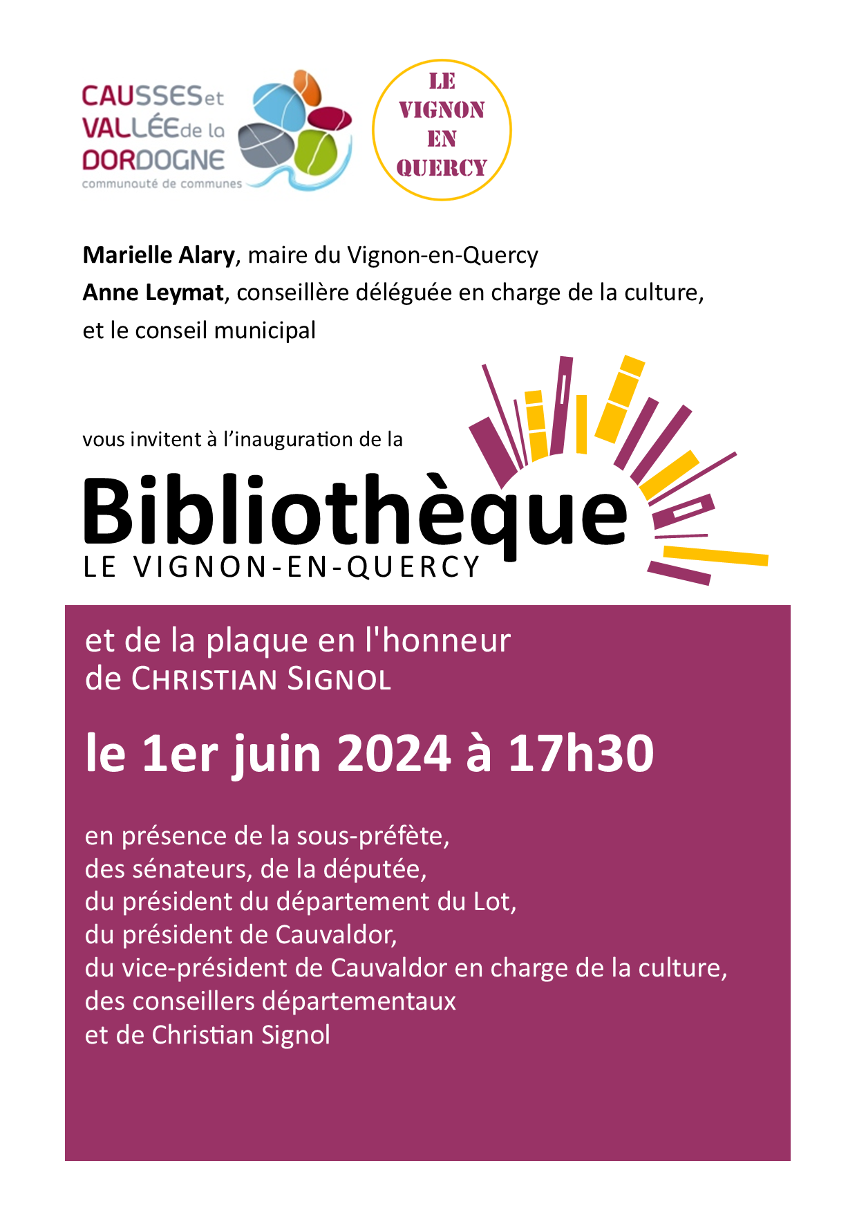 Affiche Inauguration de la bibliothèque
